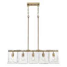  6072-LP MBS-HWG - Serenity Linear Pendant in Modern Brass with Hammered Water Glass Shade